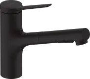 Змішувач для кухні Hansgrohe Zesis M33 150 2jet з витяжним виливом sBox Lite, матовий чорний (74803670)