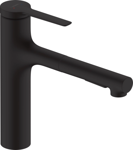 Змішвач для кухні з висувним виливом Hansgrohe ZESIS 74804670, чорний