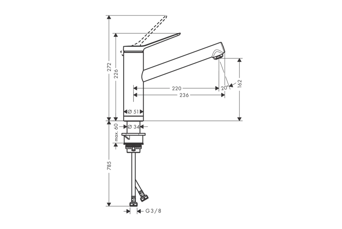 Змішувач для кухні Hansgrohe Zesis M33 160 1jet, хром (74805000) Фото - 2