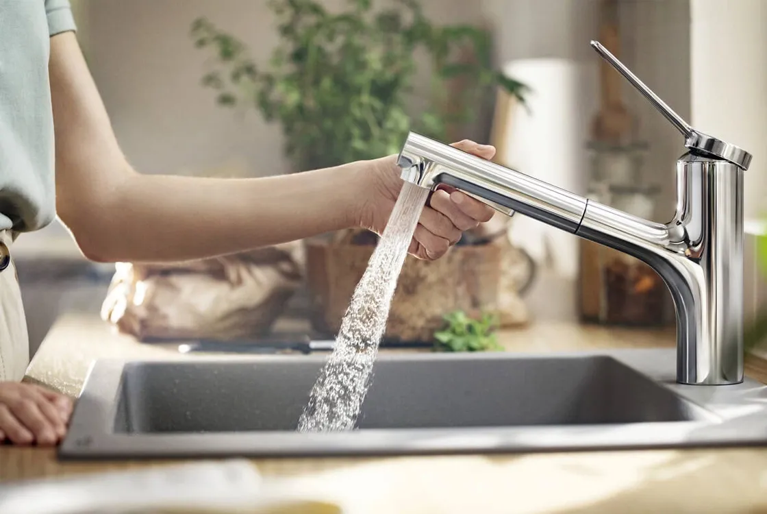 Смеситель для кухни Hansgrohe ZESIS M33 150, 1jet, ECO с выдвижным изливом, хром Фото - 2
