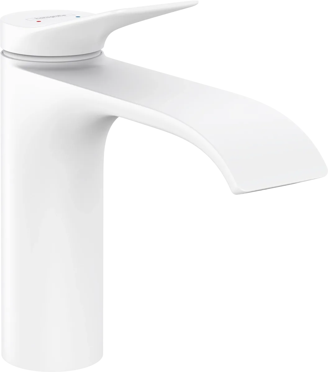 Змішувач для умивальника Hansgrohe VIVENIS 110, зі зливним гарнітуром pop-up, білий матовий