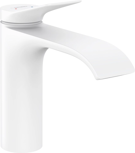 Змішувач для умивальника Hansgrohe VIVENIS 110, зі зливним гарнітуром pop-up, білий матовий