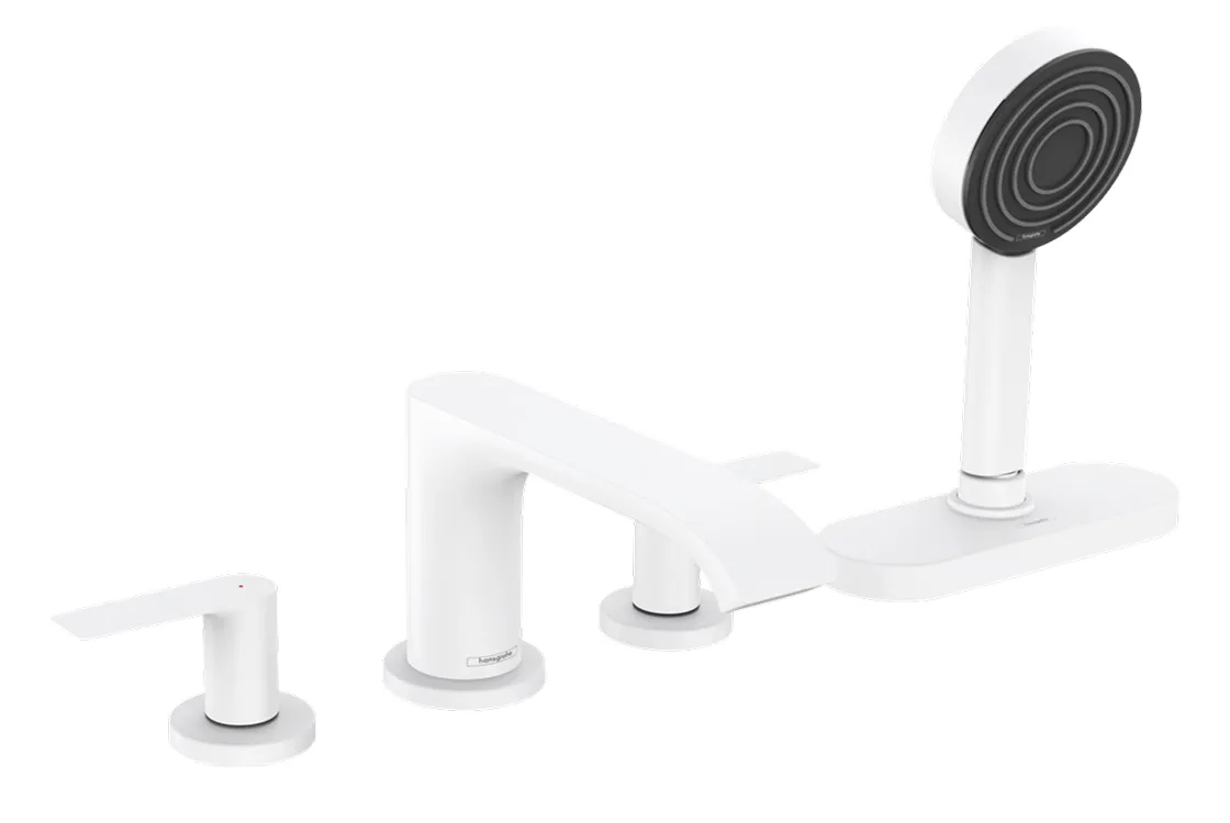 Смеситель врезной на край ванны Hansgrohe Vivenis на 4 отверстия с sBox, белый матовый (75444700)