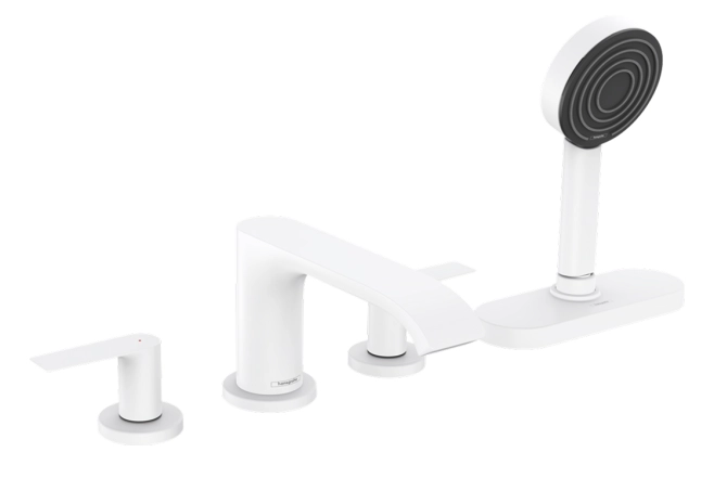 Смеситель врезной на край ванны Hansgrohe Vivenis на 4 отверстия с sBox, белый матовый (75444700)