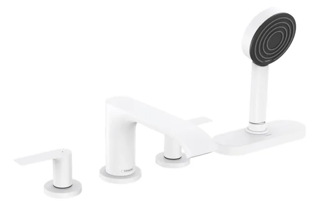 Змішувач врізний на край ванни Hansgrohe Vivenis на 4 отвори з sBox, білий матовий (75444700)