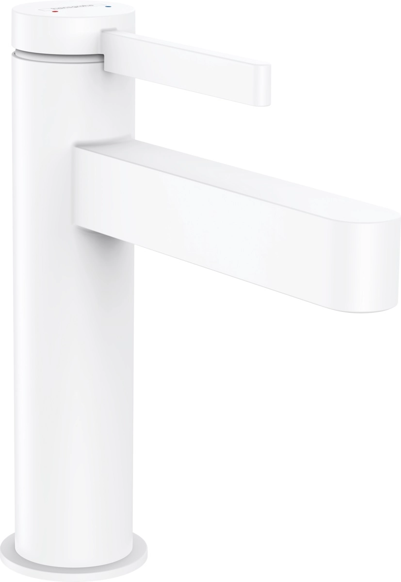 Змішувач  для умивальника Hansgrohe FINORIS 110, одноважільний, зі зливним набором, білий матовий
