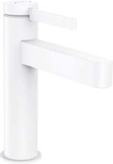 Змішувач  для умивальника Hansgrohe FINORIS 110, одноважільний, зі зливним набором, білий матовий