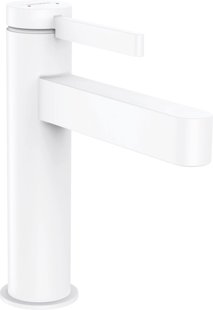 Змішувач  для умивальника Hansgrohe FINORIS 110, одноважільний, зі зливним набором, білий матовий