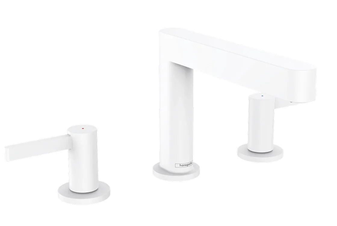Смеситель для умывальника Hansgrohe Finoris 160 на 3 отверстия с донным клапаном Push-Open, белый матовый (76034700)