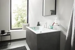 Смеситель для умывальника Hansgrohe Finoris 160 на 3 отверстия с донным клапаном Push-Open, белый матовый (76034700) Фото - 2