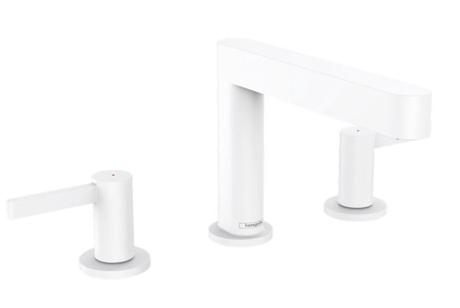 Змішувач для умивальника Hansgrohe Finoris 160 на 3 отвори з донним клапаном Push-Open, білий матовий (76034700)