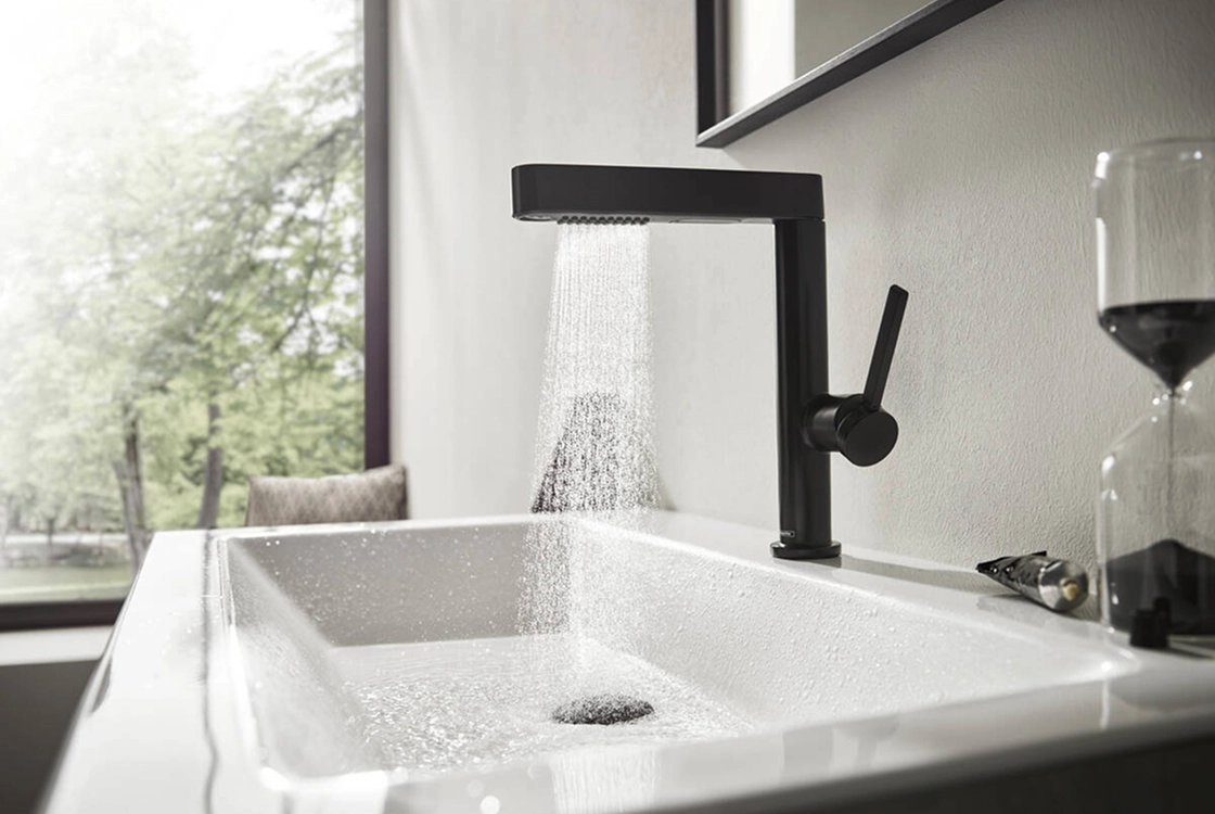 Смеситель для раковины Hansgrohe FINORIS 230 c выдвижным изливом (2 струи), черный матовый,76063670 Фото - 1
