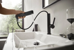Смеситель для раковины Hansgrohe FINORIS 230 c выдвижным изливом (2 струи), черный матовый,76063670 Фото - 4