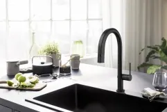 Змiшувач для кухнi Hansgrohe AQITTURA M91, з висувним виливом, 1jet, чорний матовий Фото - 1