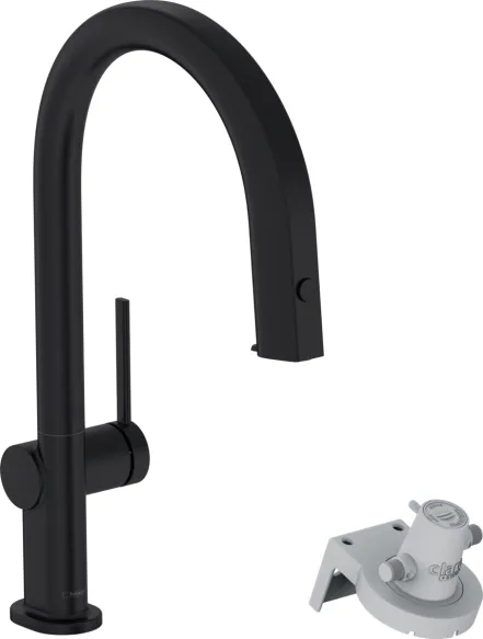 Смеситель для кухни Hansgrohe AQITTURA M91, с выдвижным изливом, 1jet, черный матовый