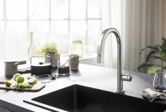 Смеситель для кухни Hansgrohe AQITTURA M91, с выдвижным изливом, 1jet, нержавеющая сталь Фото - 1