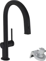Смеситель для кухни с системой фильтров Hansgrohe AQITTURE, с выдвижным изливом 1jet, Sbox, черный матовый