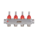 Колектор із витратомірами (нерж.) 1"х4 Icma № К073 Фото - 4
