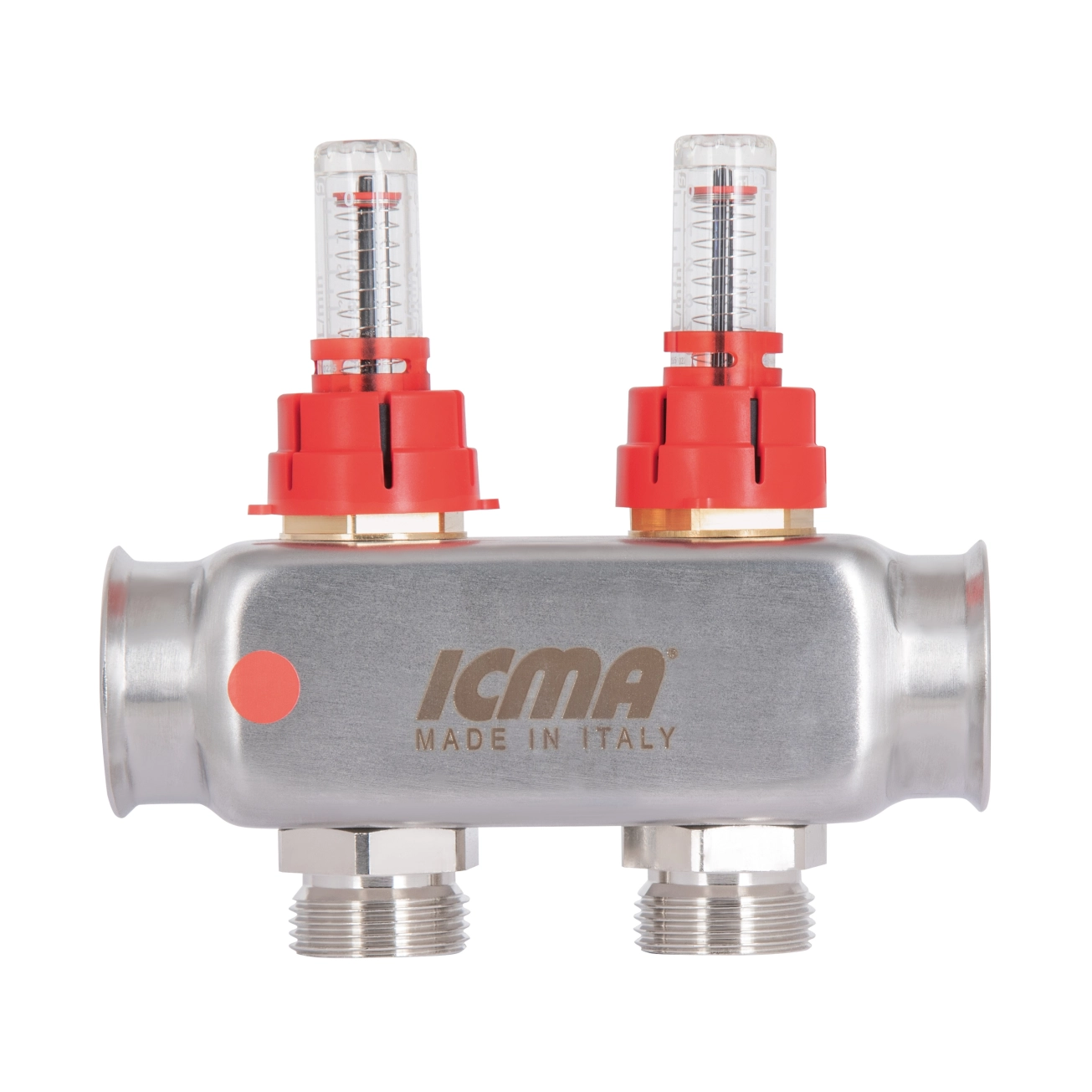 Колектор Icma № К073 з витратомірами (нерж.) 1"х3/4" на 2 виходи Фото - 3