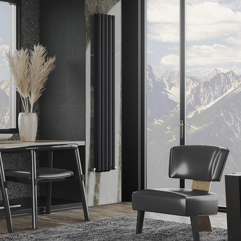 Радіатор дизайнерський IDEALE ADELE 12 5/1800/295 (1080Вт) чорний мат, універсальне підключення Фото - 3
