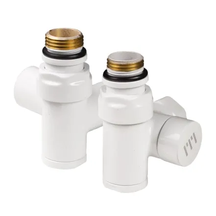 Кран дизайнерский Ideale 1/2" под тэн угловой вентельный, белый, пара
