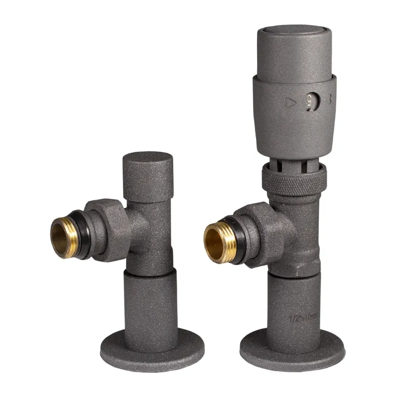 Комплект подключения Ideale 1/2" х 1/2" ВЗ с термоголовкой графит, угловой Фото - 1