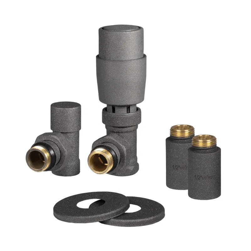 Комплект подключения Ideale 1/2" х 1/2" ВЗ с термоголовкой графит, угловой Фото - 2