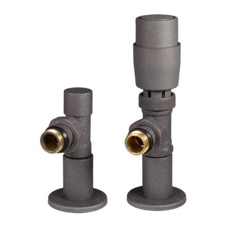 Комплект підключення Ideale 1/2" х 1/2" ВЗ з термоголовкою графіт, кутовий