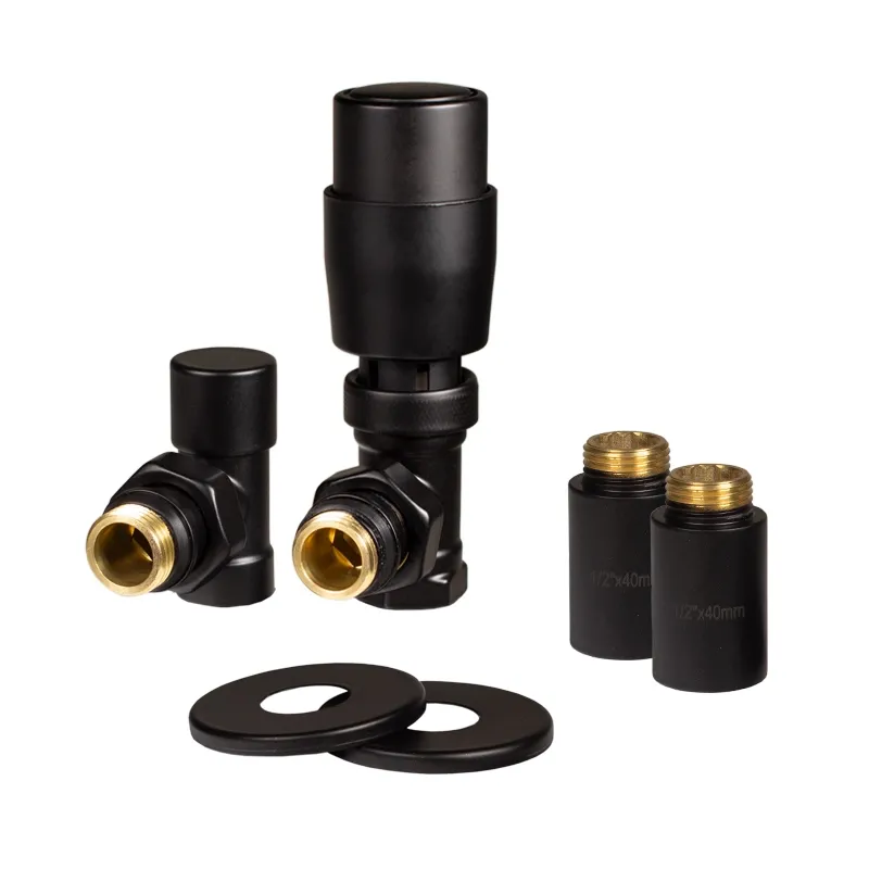 Комплект підключення Ideale 1/2" х 1/2" ВЗ з термоголовкою чорний матовий, кутовий Фото - 2