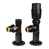 Комплект підключення Ideale 1/2" х 1/2" ВЗ з термоголовкою чорний матовий, кутовий Фото - 1