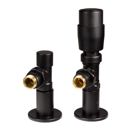 Комплект підключення Ideale 1/2" х 1/2" ВЗ з термоголовкою чорний матовий, кутовий