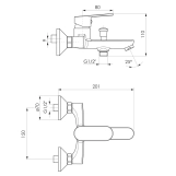 Смеситель для ванны IMPRESE LASKA черный (10040B), 35 мм Фото - 1