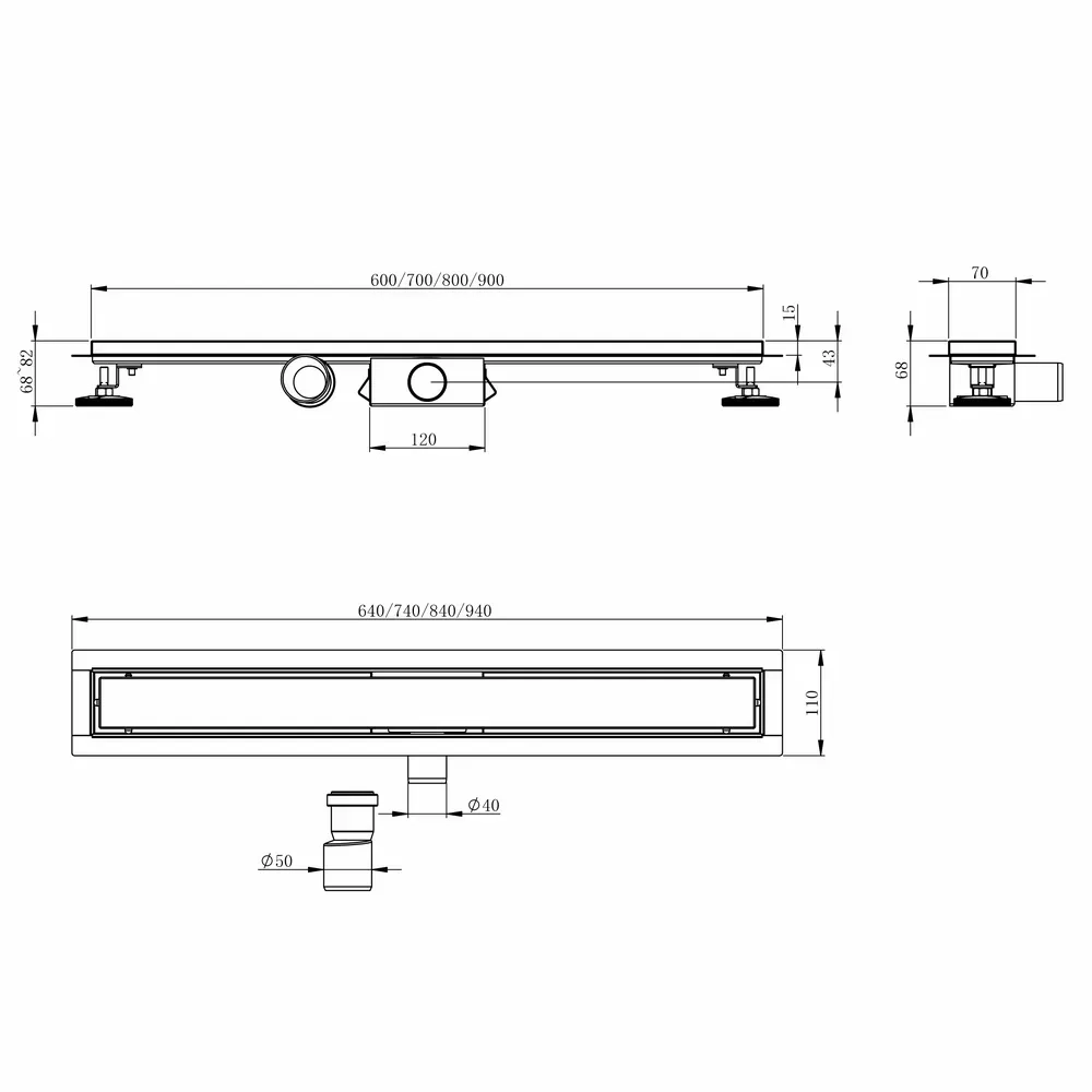 Душовий трап лінійний Imprese i-FLOW 600 мм (d44600S07) Фото - 1
