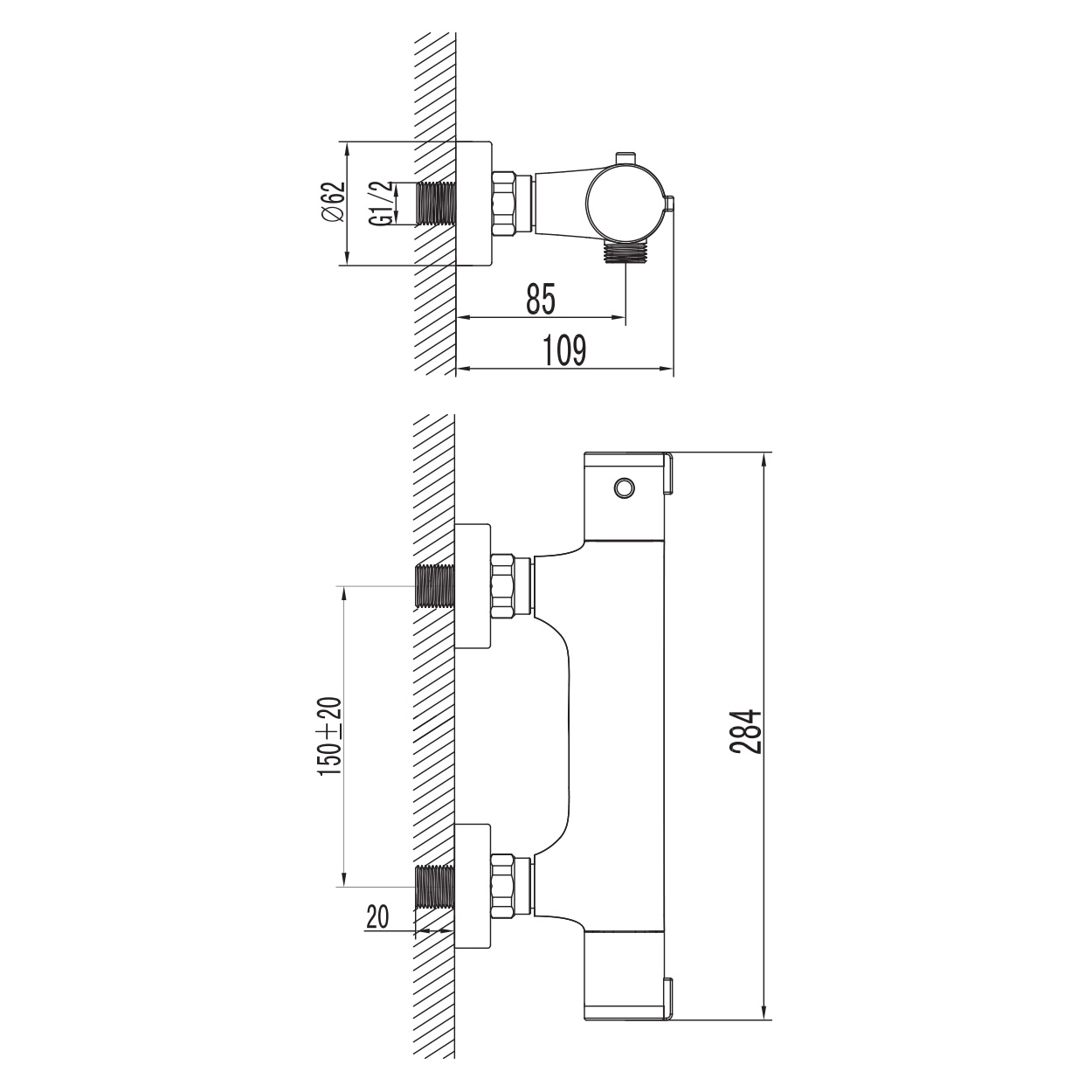 Змішувач для душу з термостатом IMPRESE KUCERA f03303401AB, хром Фото - 1