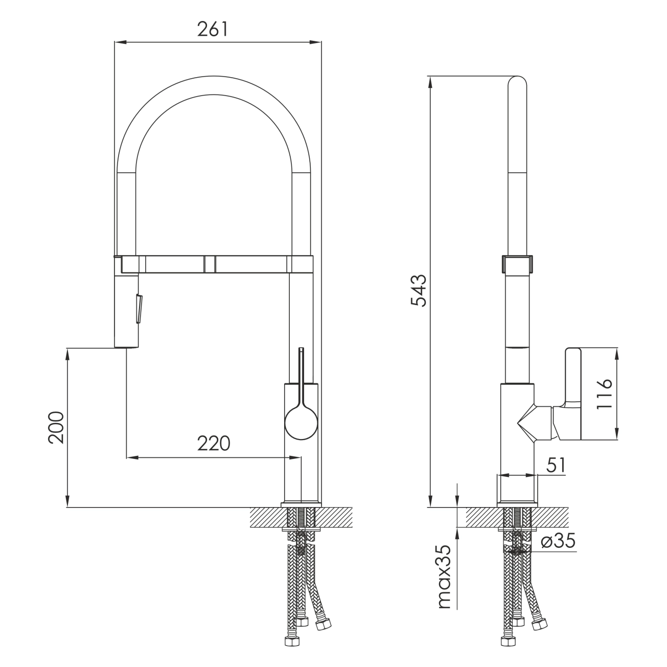 Смеситель для кухни Imprese Boa f03401410WS, черный, Imprese Boa f03401410WS Фото - 1