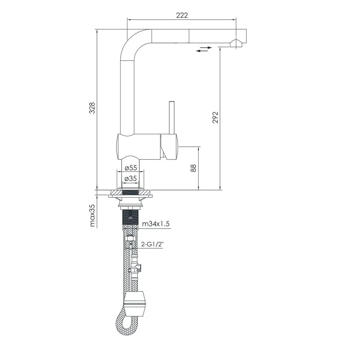 Смеситель для кухни Imprese Pivot LT (f03408502LT) Фото - 1