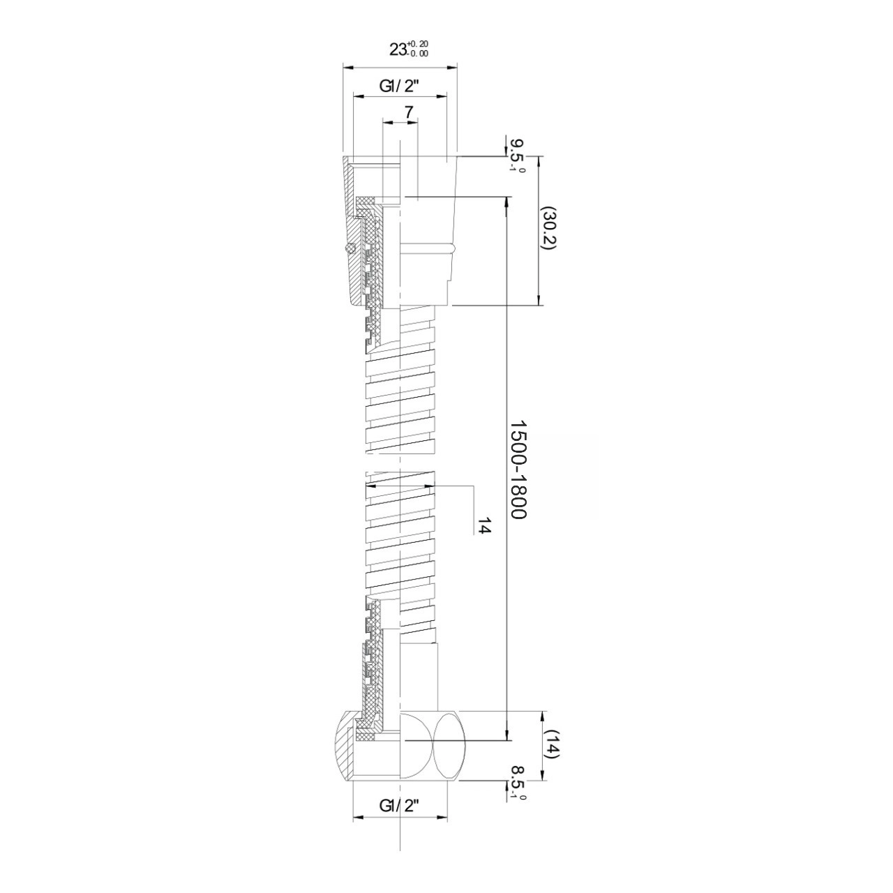 Шланг для душа IMPRESE IMPRESE f03600101SB, 1500-1800 мм Фото - 1