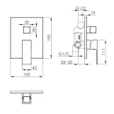 Смеситель скрытого монтажа 2 функции IMPRESE JUDIT f04610810AA, черный матовый Фото - 1