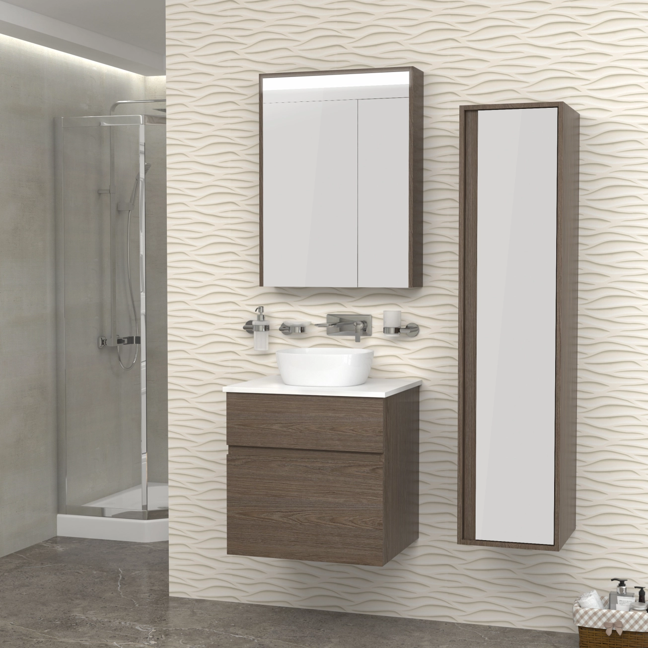 Тумба с умывальником IMPRESE BLATNA L f32108Dr (80 см, ильм бергамо, подвесная) Фото - 4