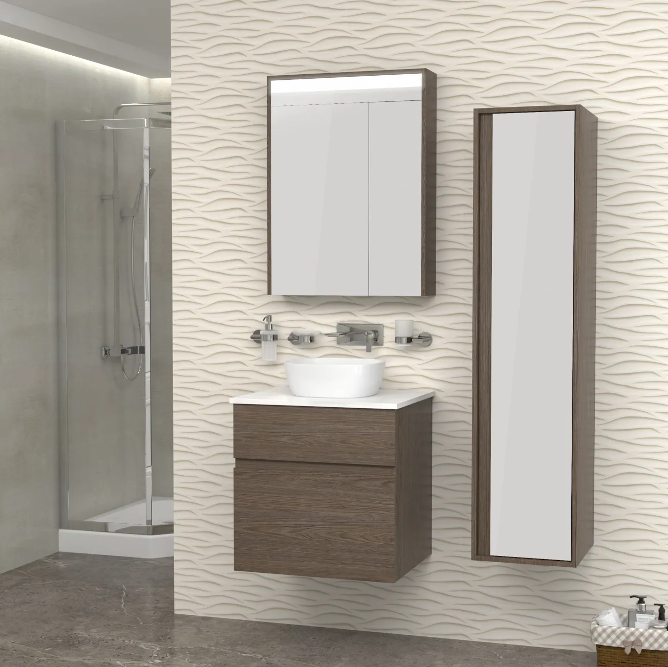 Тумба з умивальником IMPRESE BLATNA L f32108Dr (80 см, ільм бергамо, підвісна) Фото - 4
