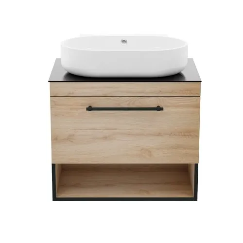 Комплект меблів IMPRESE BLACK EDGE 70 см дуб f32117OK(3) (тумба підвісна + умивальник накладний + пенал підвісний) Фото - 2