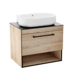 Комплект меблів IMPRESE BLACK EDGE 70 см дуб f32117OK(3) (тумба підвісна + умивальник накладний + пенал підвісний) Фото - 1