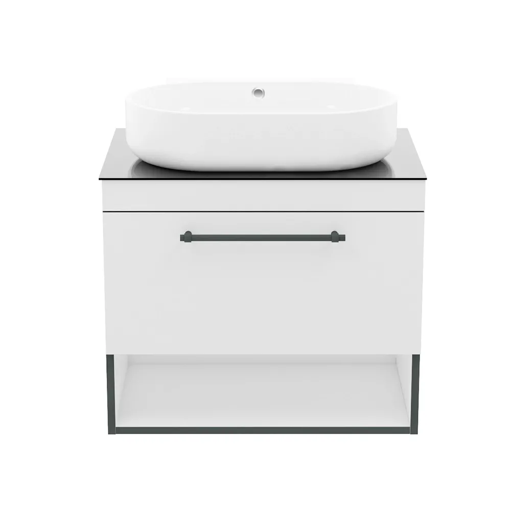 Тумба з раковиною IMPRESE BLACK EDGE F32117W (71 см, біла/чорна, підвісна, умивальник i32119(2)) Фото - 2
