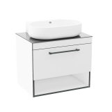 Тумба с раковиной IMPRESE BLACK EDGE F32117W (71 см, белая/черная, подвесная, умывальник i32119(2))