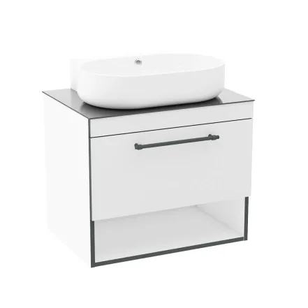 Тумба с раковиной IMPRESE BLACK EDGE F32117W (71 см, белая/черная, подвесная, умывальник i32119(2))