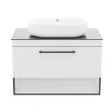 Комплект меблів IMPRESE BLACK EDGE 90 см білий f32119W(3) (тумба підвісна + накладний умивальник + пенал підвісний) Фото - 2