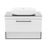 Тумба с раковиной IMPRESE BLACK EDGE F32119W (91 см, белая/черная, подвесная, умывальник i32119(2)) Фото - 2