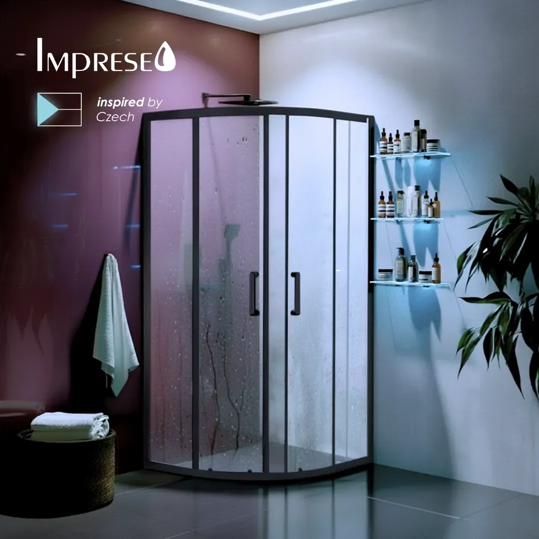 Душова кабіна Imprese VALTICE New 190x90x90 см скло 6 мм, без піддона, чорний матовий (i51585) Фото - 2