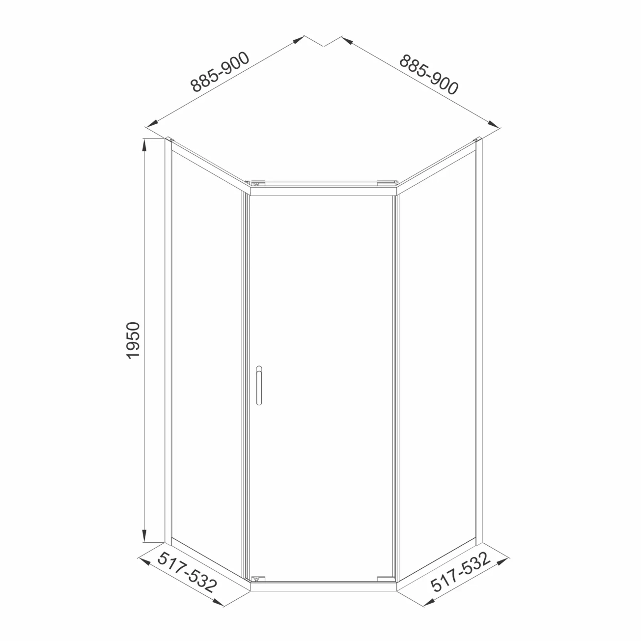 Пятиугольная душевая кабина Imprese SCALA 90×90×195 см (s09806059GR) Фото - 1