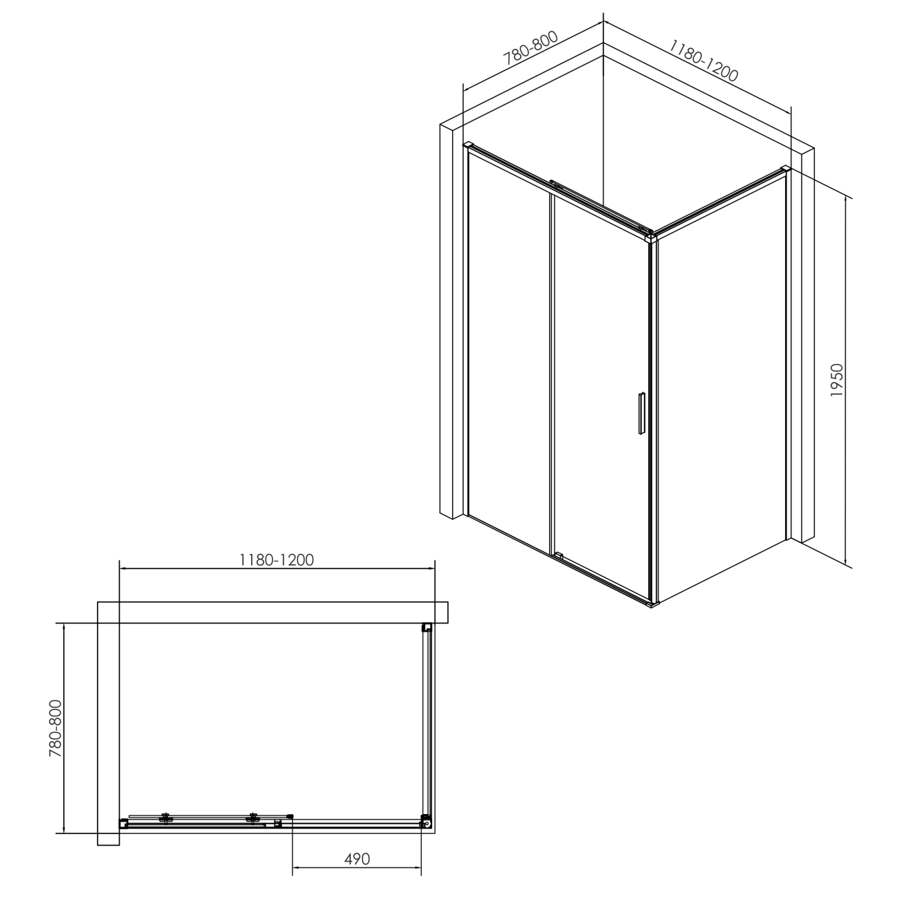 Душова кабіна 120Х80 IMPRESE OSSER s6400601TR, чорний матовий Фото - 1